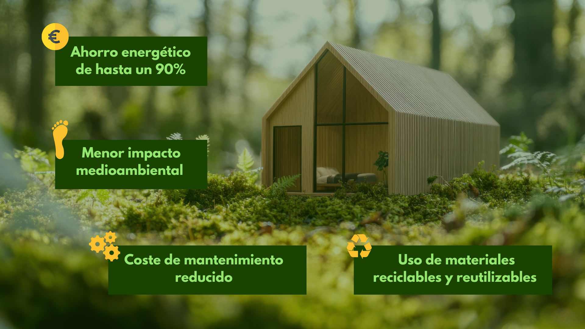Ventajas de las casas sostenibles: ahorro energético, menor impacto medioambiental, coste de mantenimiento reducido y uso de materiales sostenibles