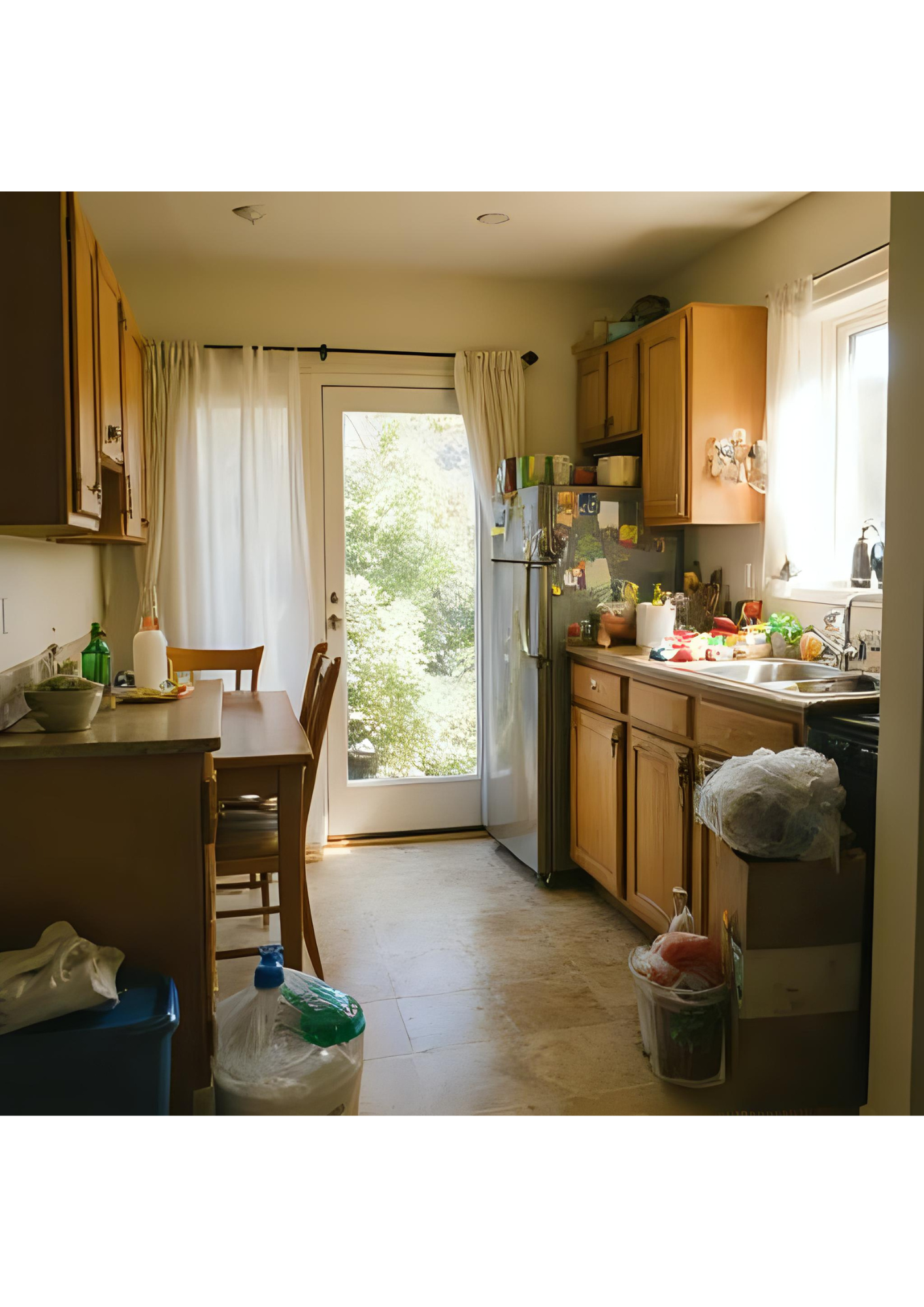 Comparación visual del hogar de Andrea antes y después de implementar acciones sostenibles.