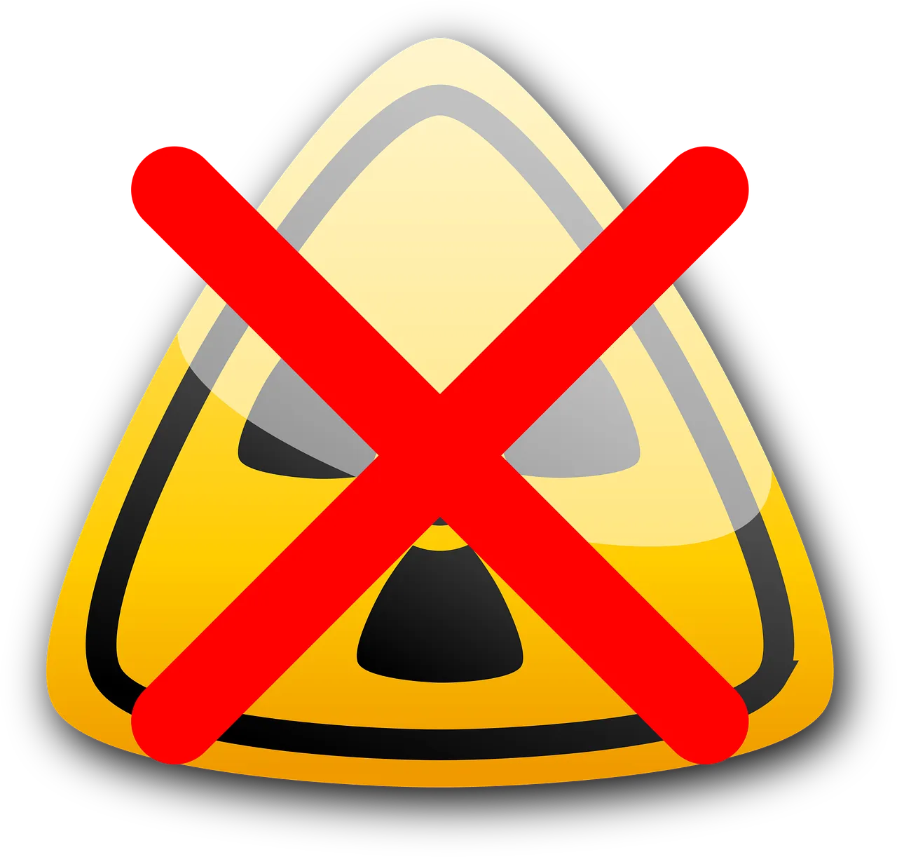 Icono triangular de la energía nuclear tachado